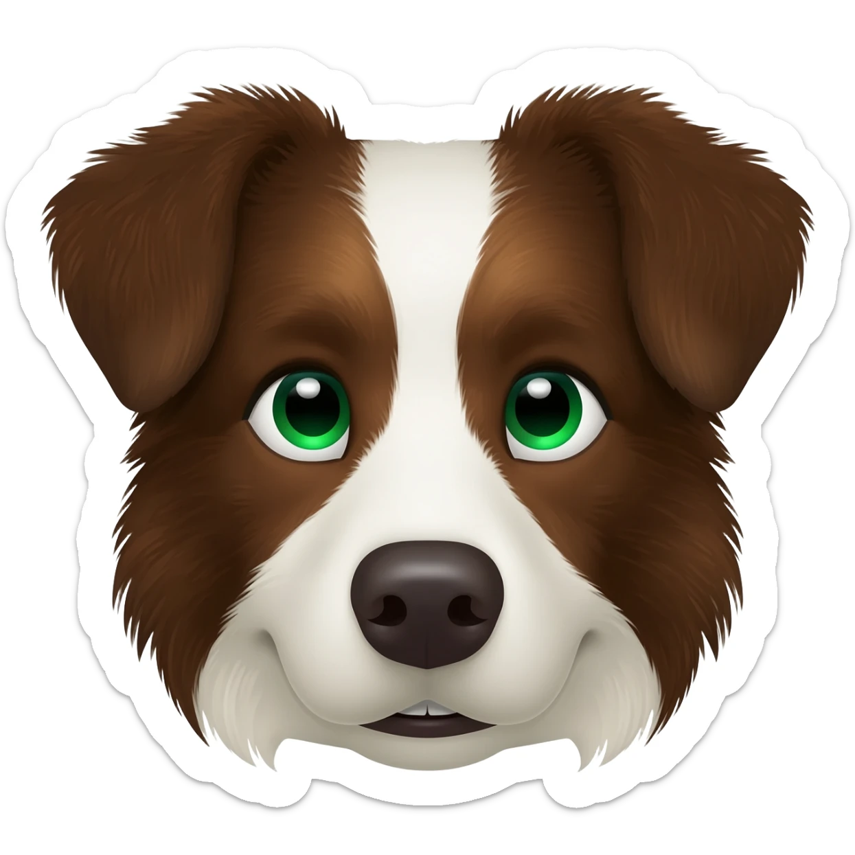 Face of seniorrr female working border collie emoji with green and blue eyes sticker