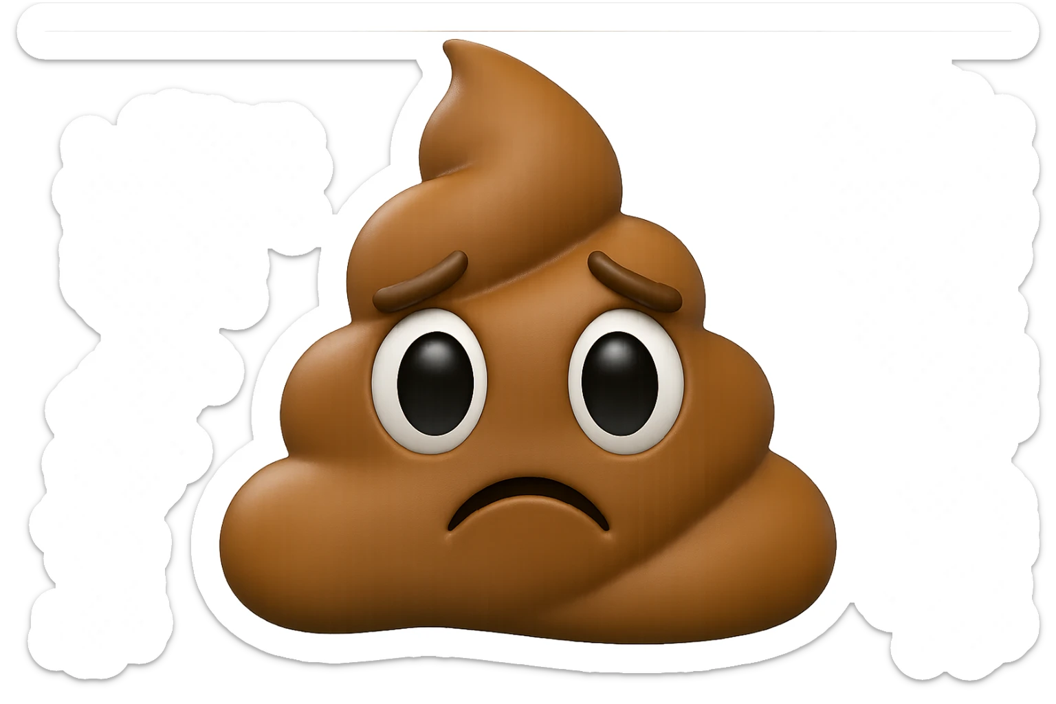 emoji stile iphone 3d di una cacca con espressione triste, iperrealistiche 4k sticker