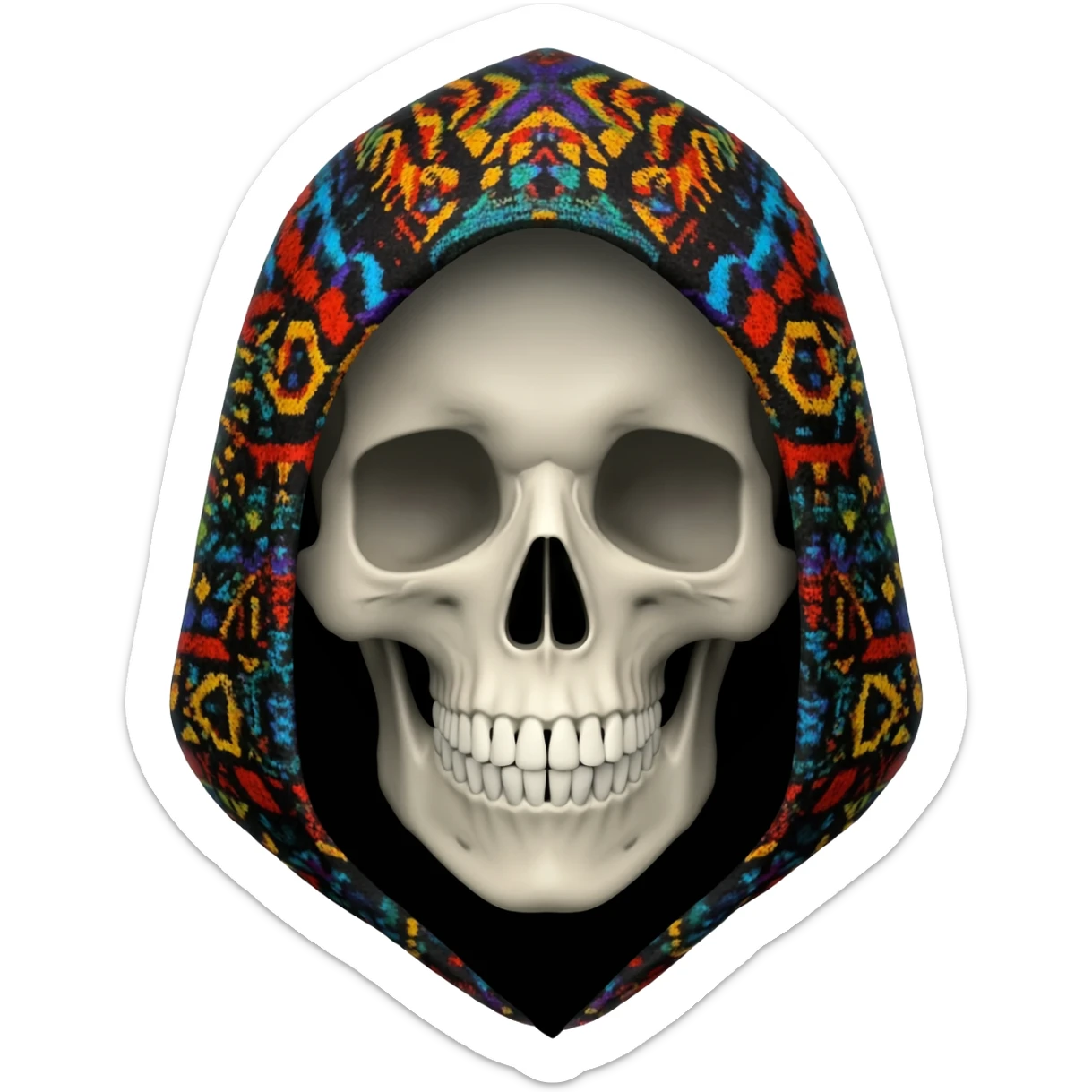 skull wearing a hood difernt hood colors sticker