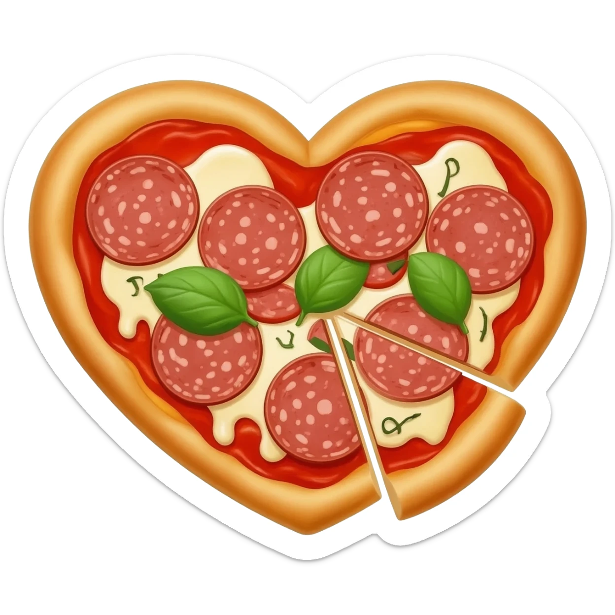 pizza shaped like a heart sticker