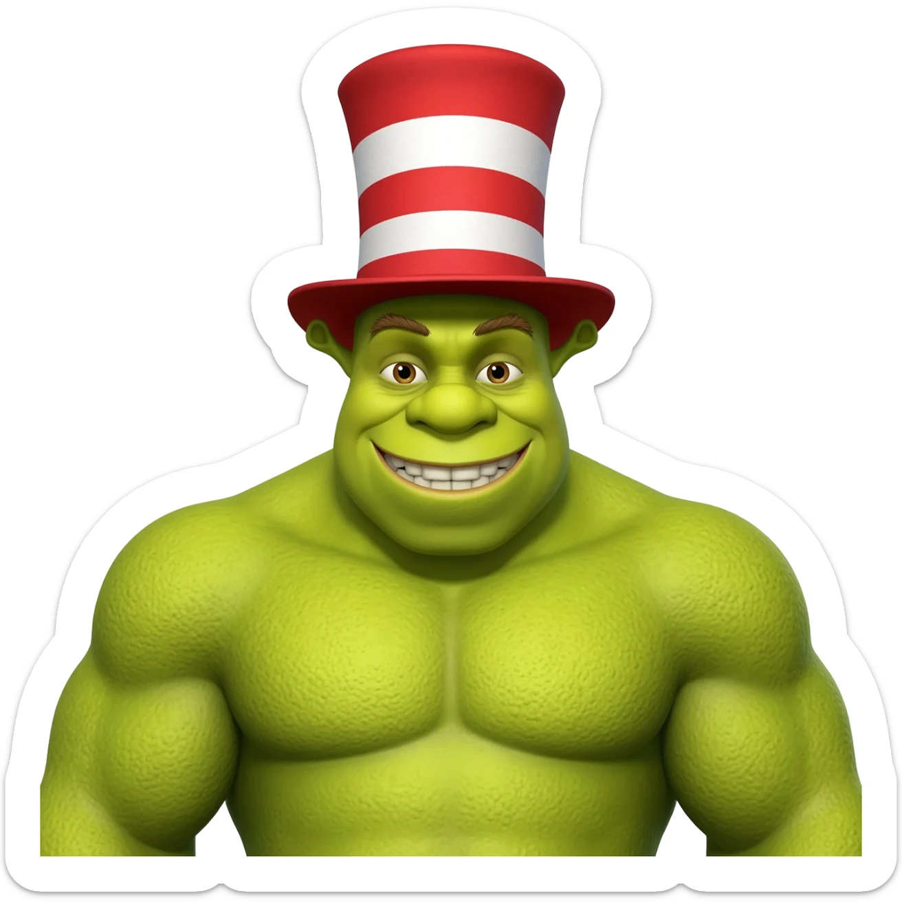 Shrek and cat in the hat merged together as live action charatcer sticker
