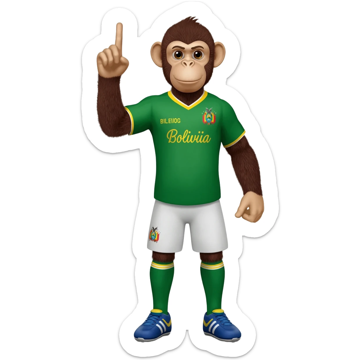 Un mono con gestos humanos con uniforme de la selección de futbol boliviano sticker