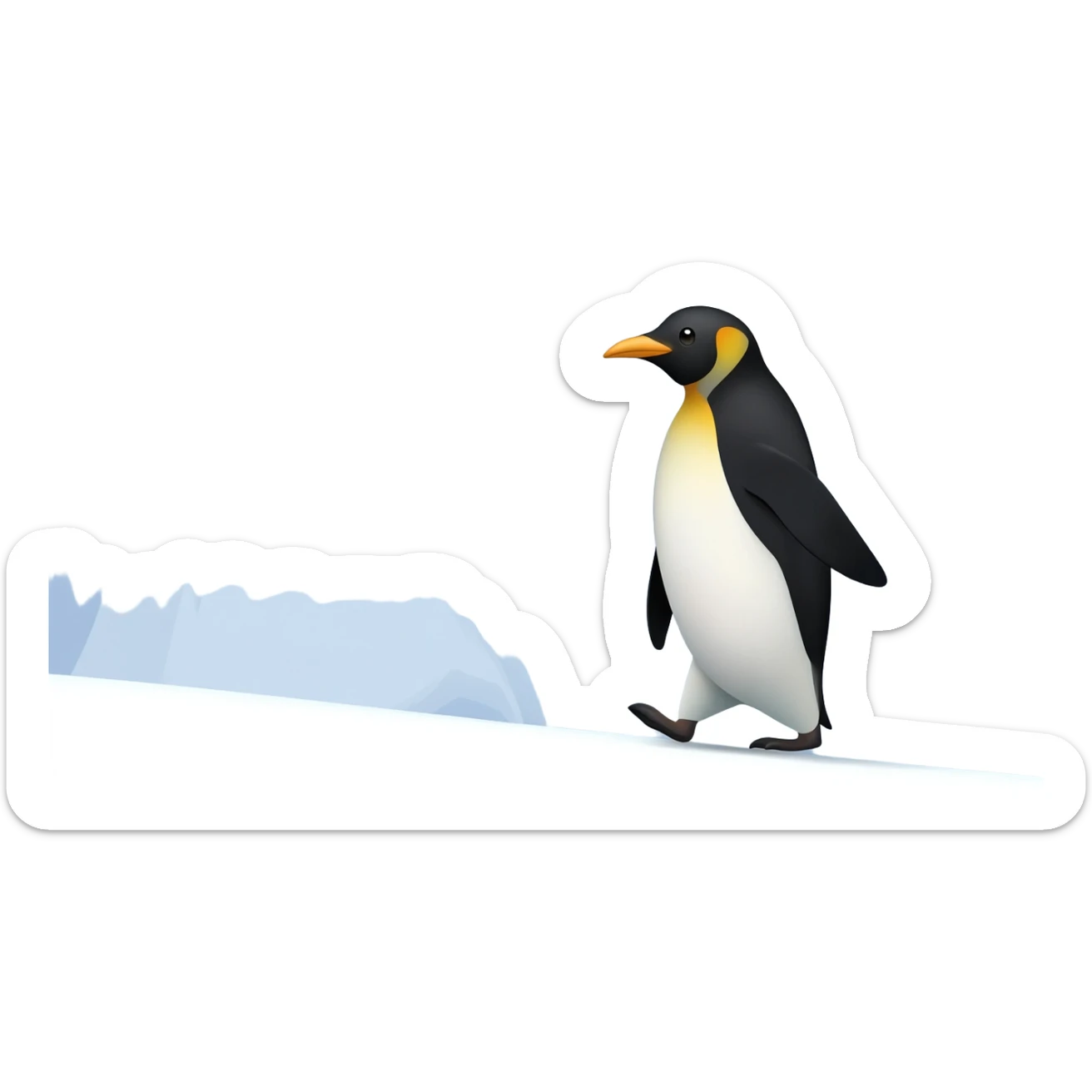 Karlı dağlara doğru yürüyen bir penguen sticker