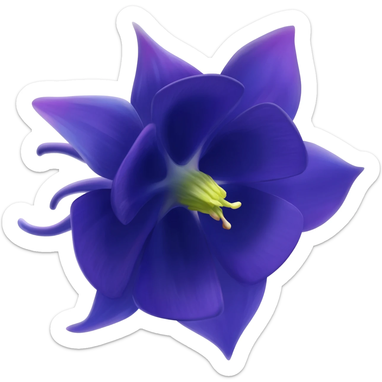 I said Columbine (flower) in Navy rich royal blue shade. No leaves. No other color sticker
