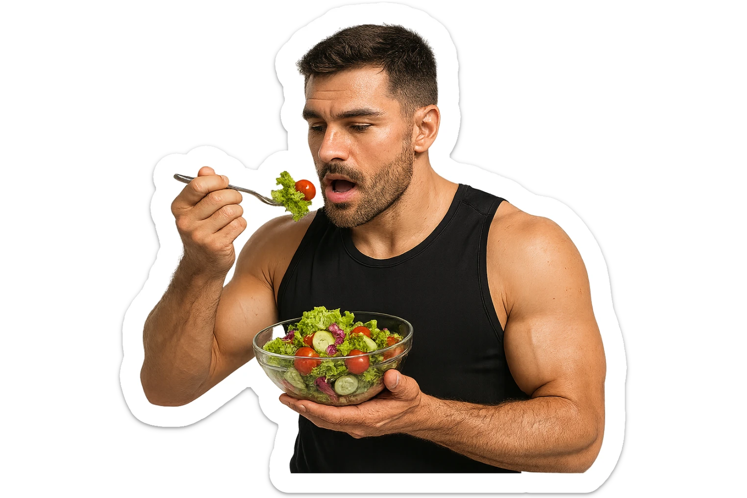 UOMO FITNESS CHE MANGIA INSALATA sticker
