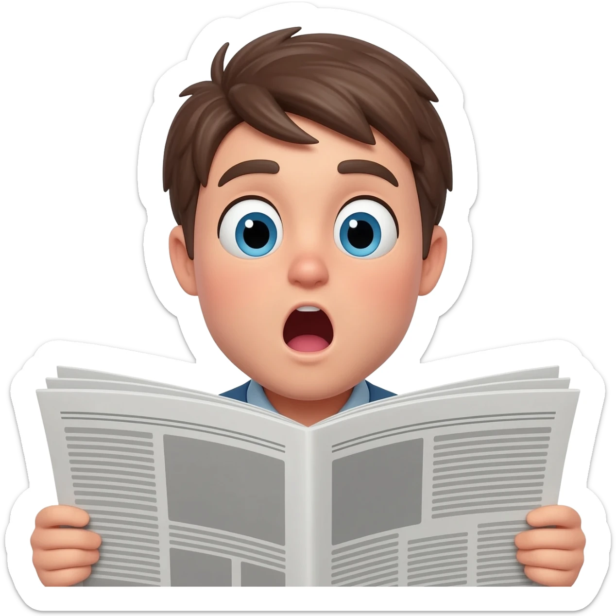 Person reading the news and being very surprised sticker