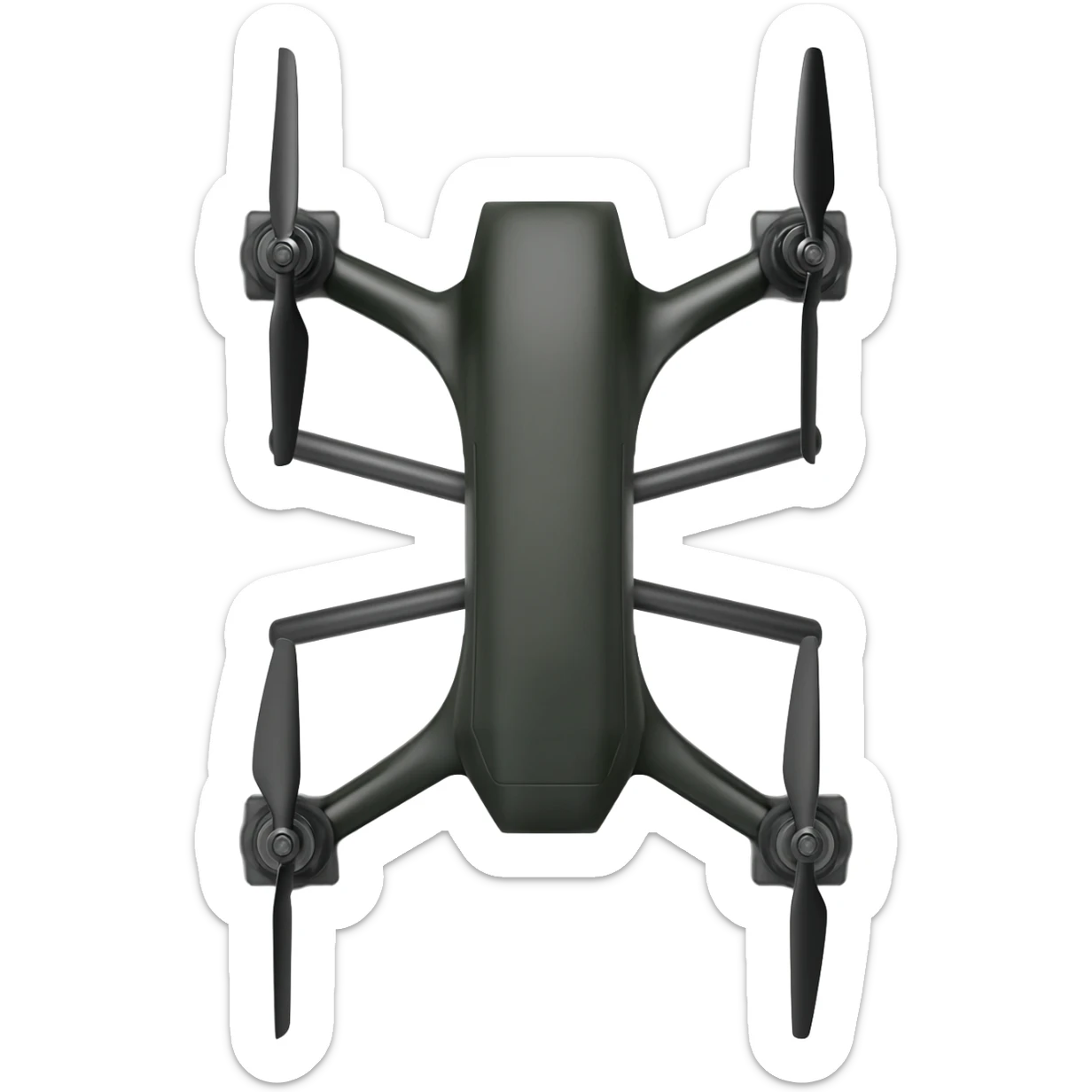 An over head view of a military drone in the style of your bleeding skull art sticker