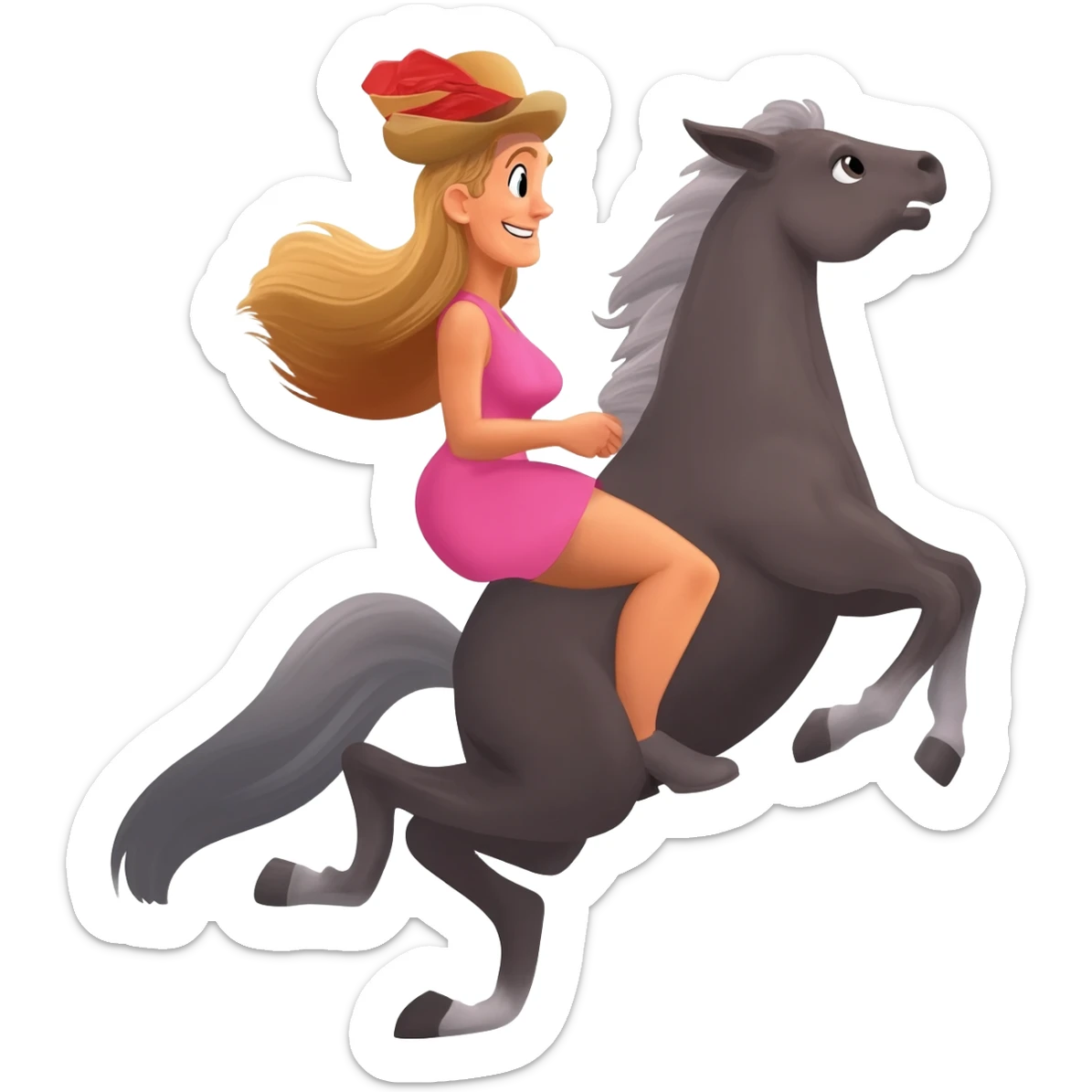 Woman riding man sticker