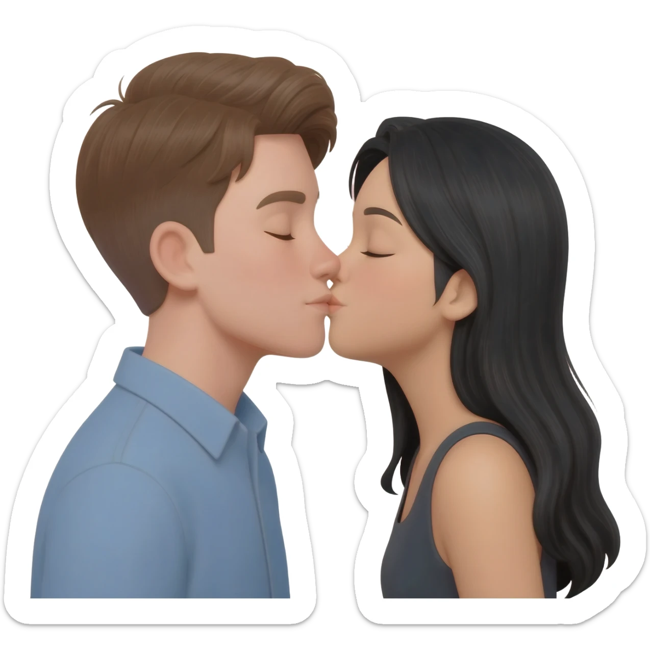White man kissing asian girl sticker
