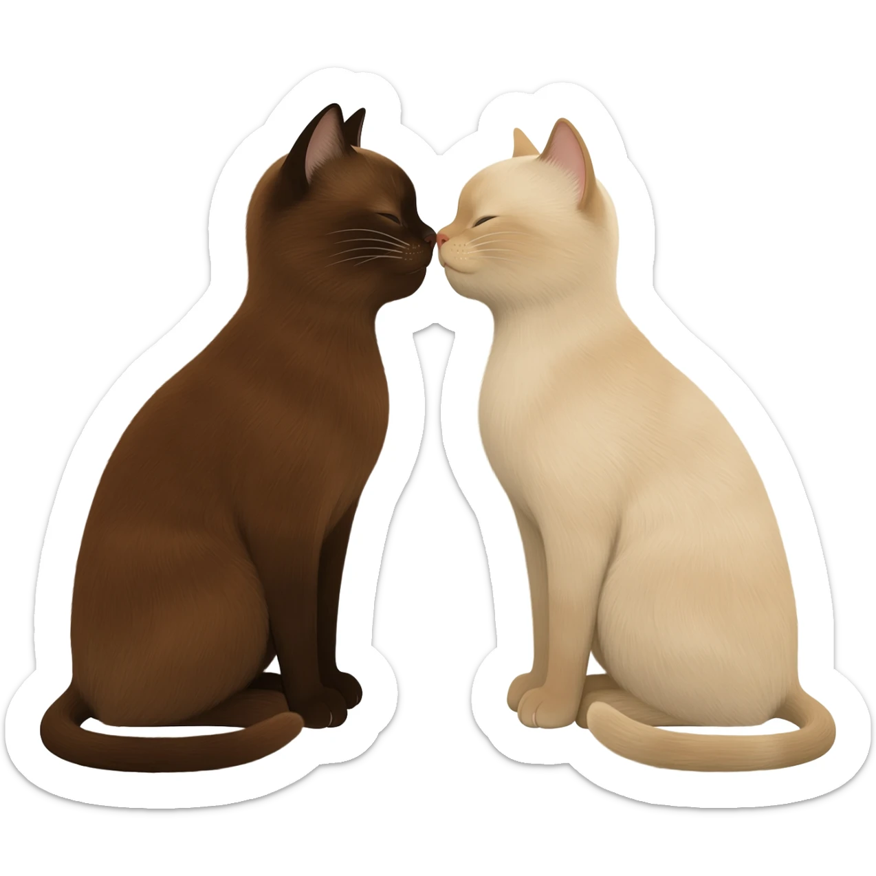 Realistic Brown and light beige cats are kissing sticker