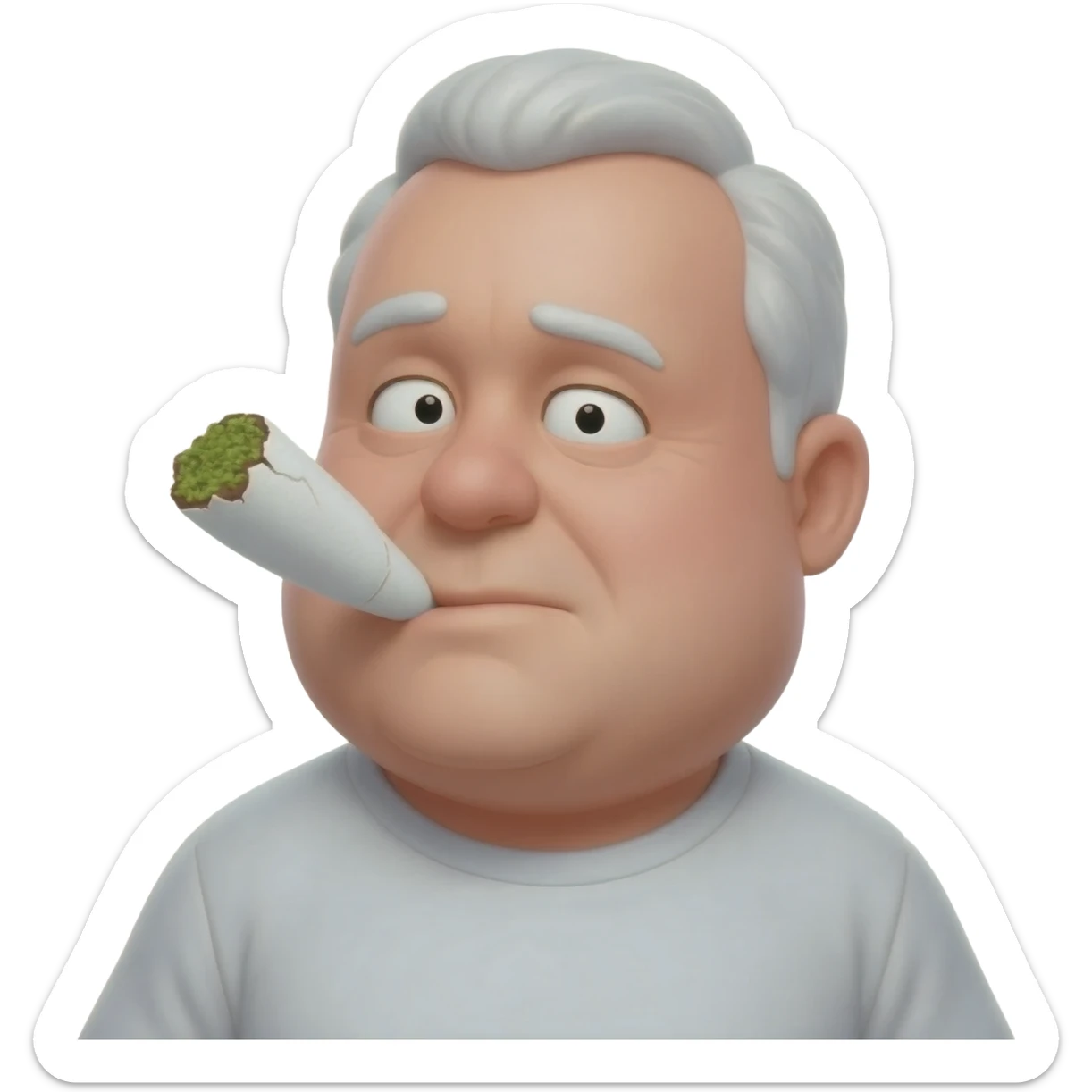 Chubby goofy looking white guy Smoking A SUPER HUGE white and green smoking doobie sticker