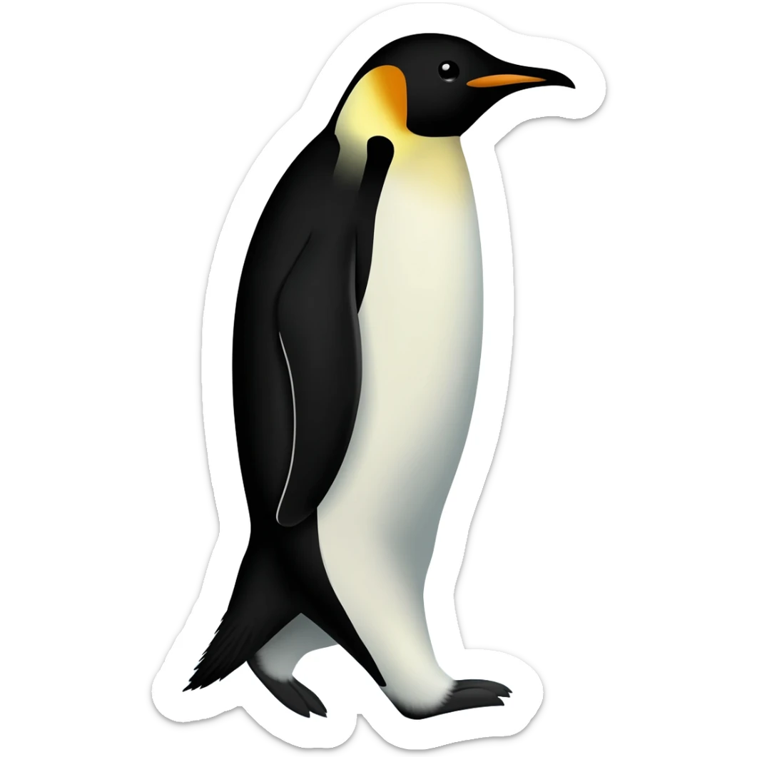 A penguin walking towards the snowy mountains in Antarctica sticker