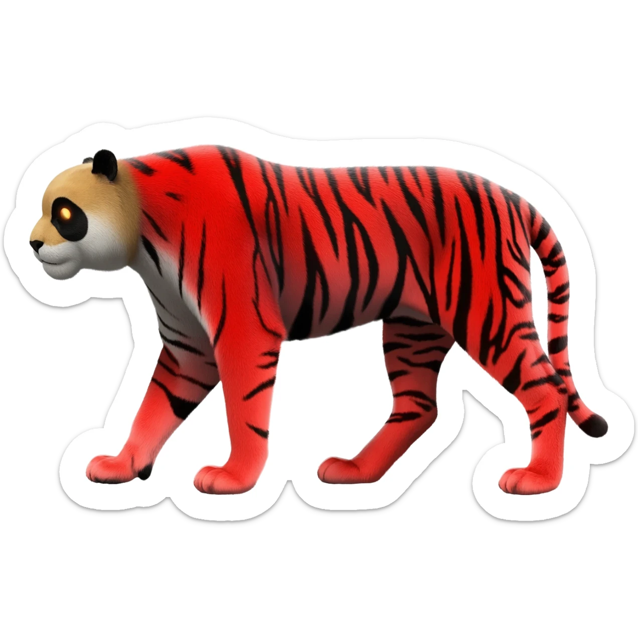 Caracal-Bobcat-Tiger-Red-Panda-fusion-hybrid-animal-creature, full body sticker