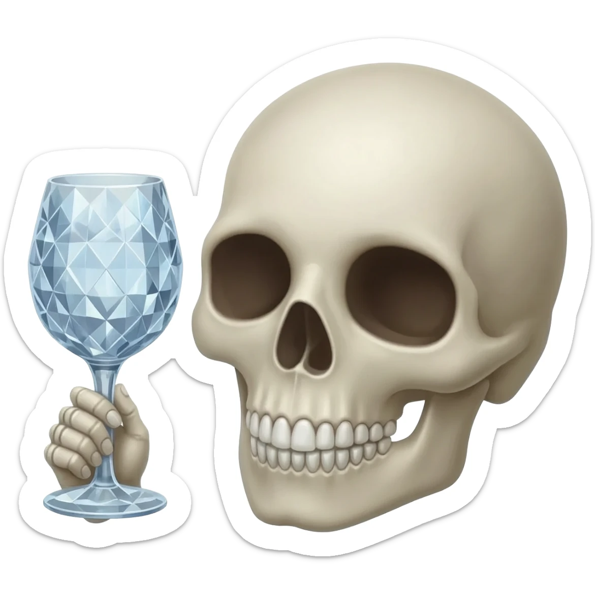 Una  de soltando un facto tomando un copa de vino Pero la calavera que sea emoji de iPhone y elegante sticker
