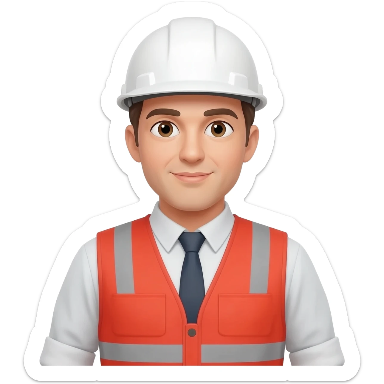 Ingeniero con casco blanco con chaleco rojo sticker