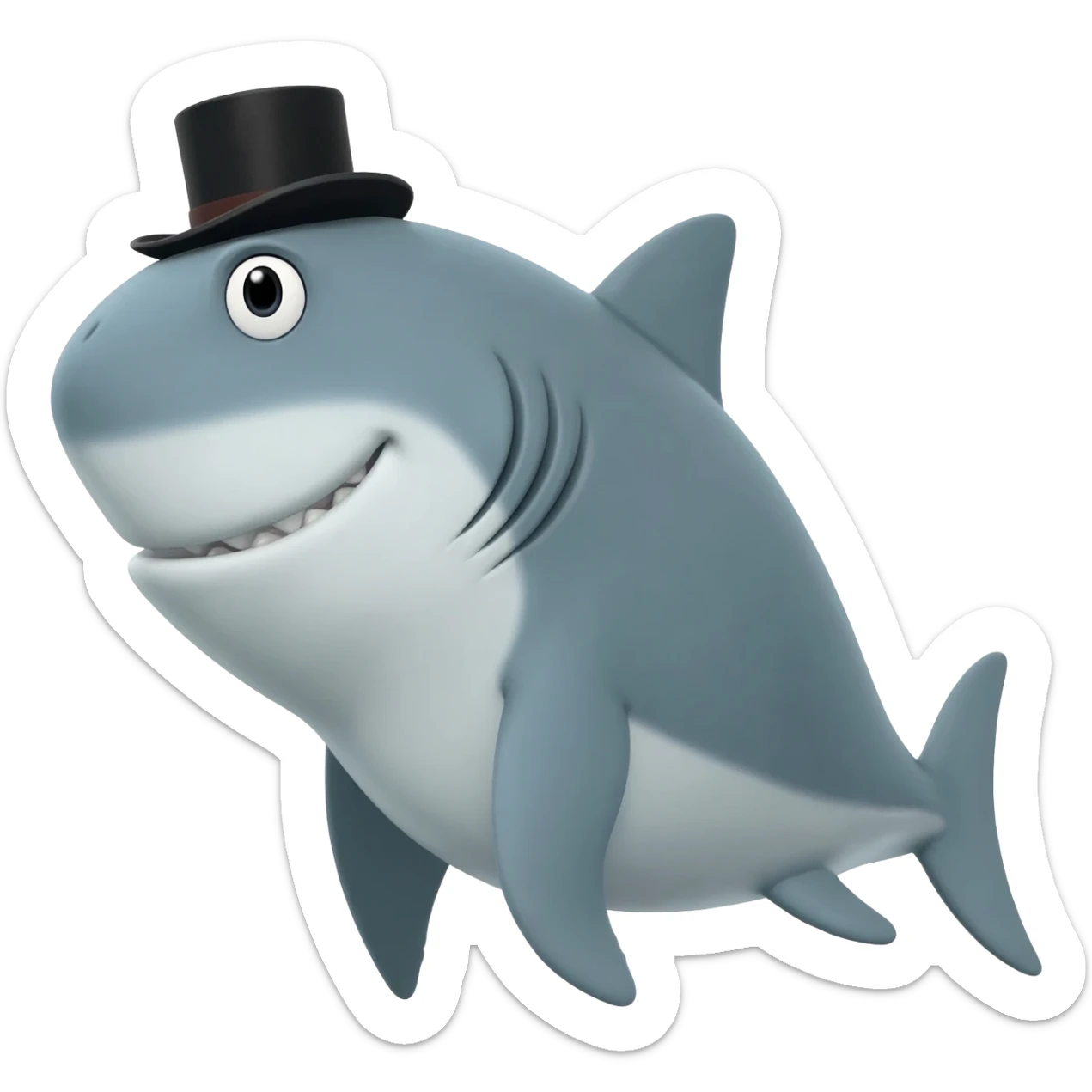 Shark with a top hat sticker