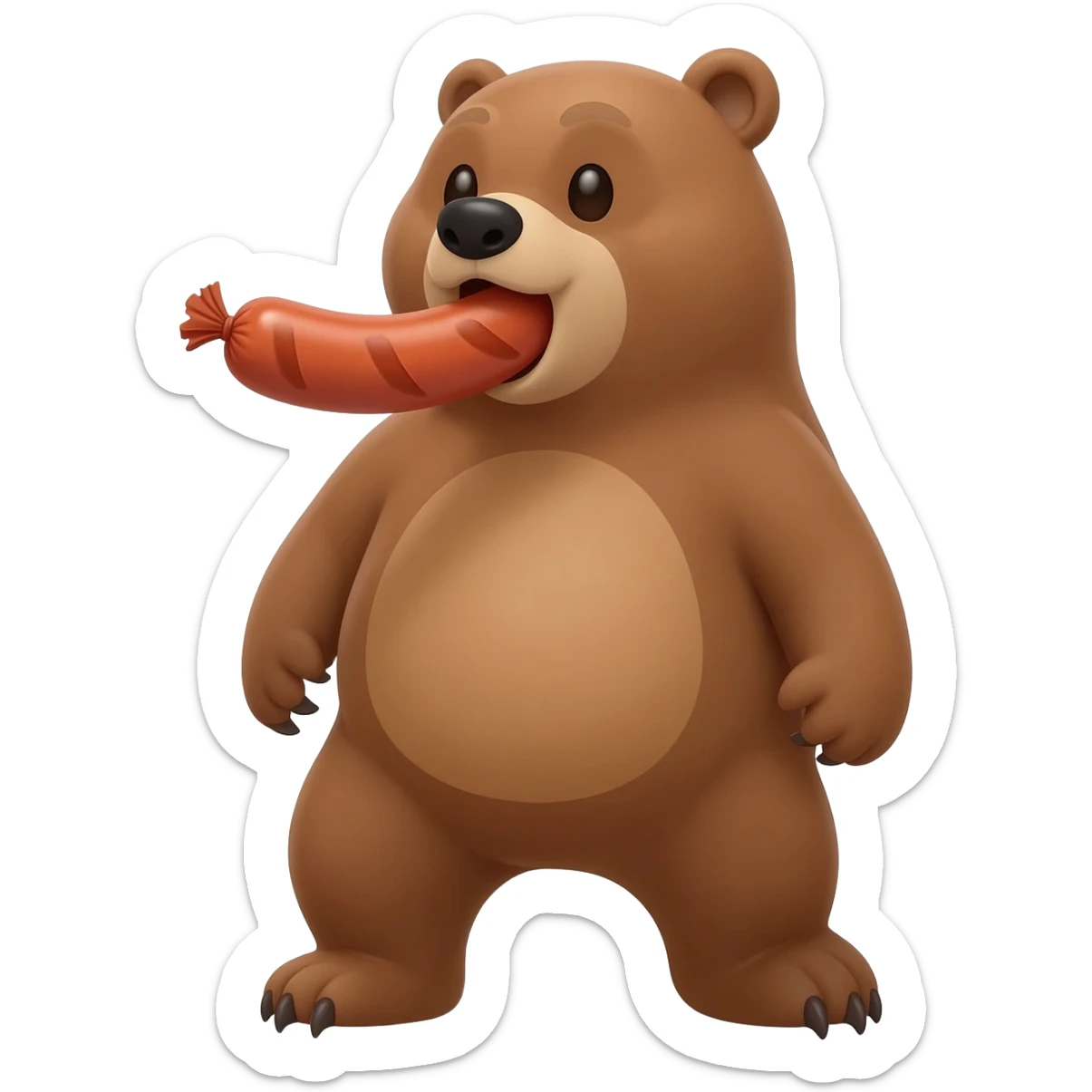 Bear with sausage in his mouthe sticker
