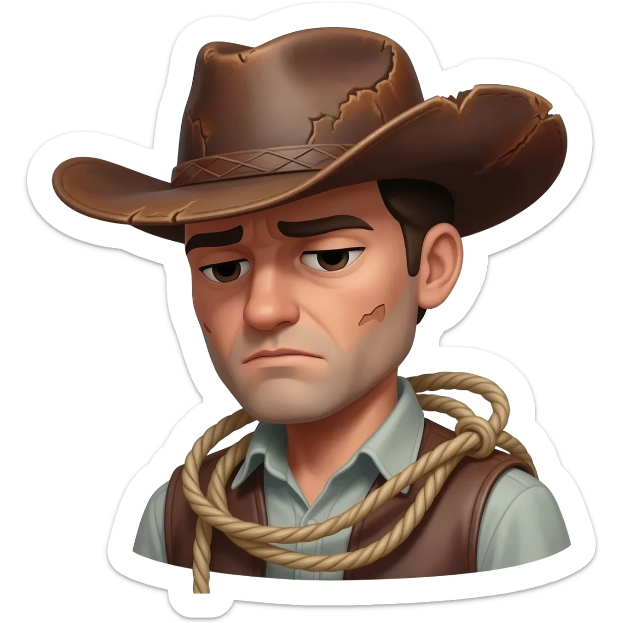 sad cowboy sticker