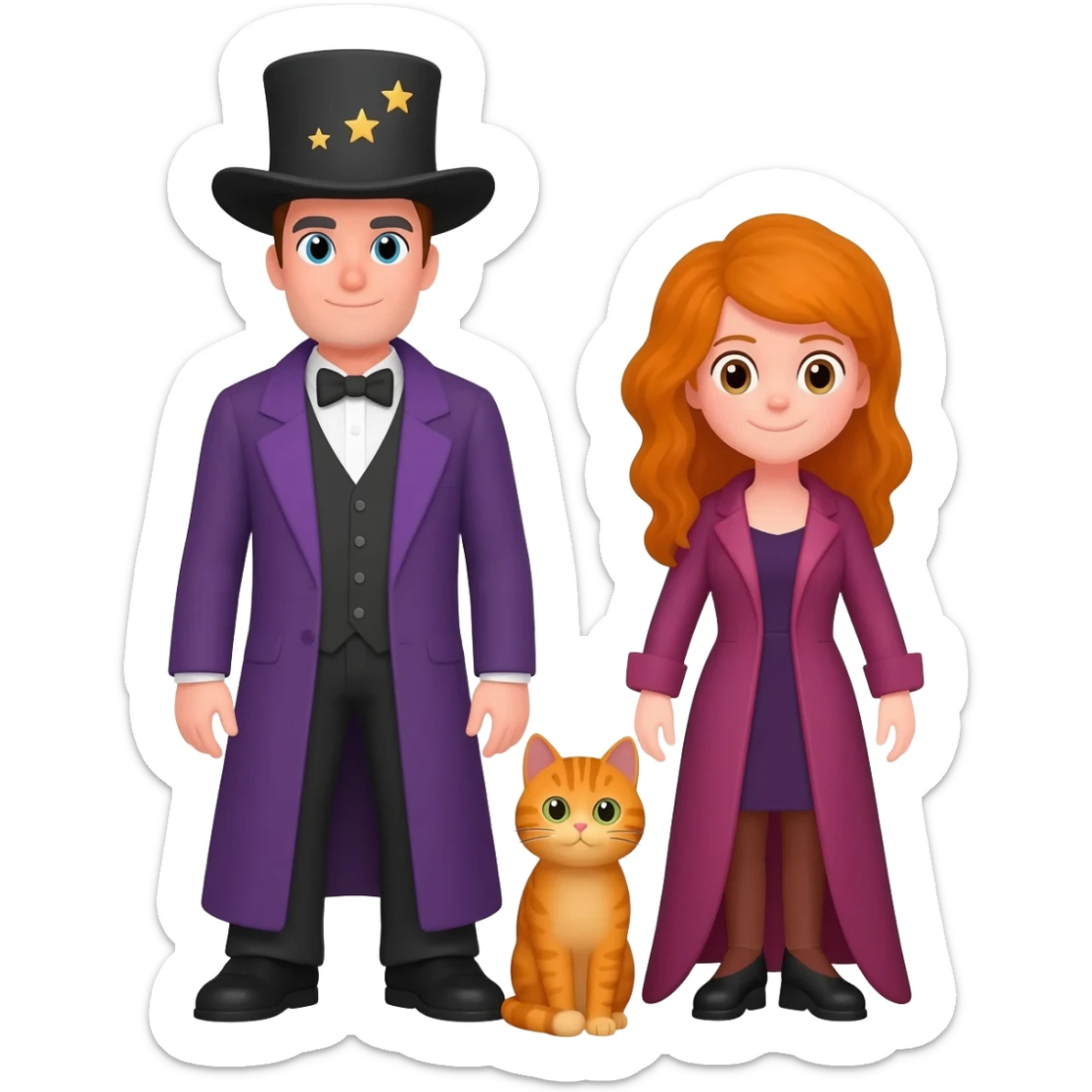 magician couple and their pet cat sticker