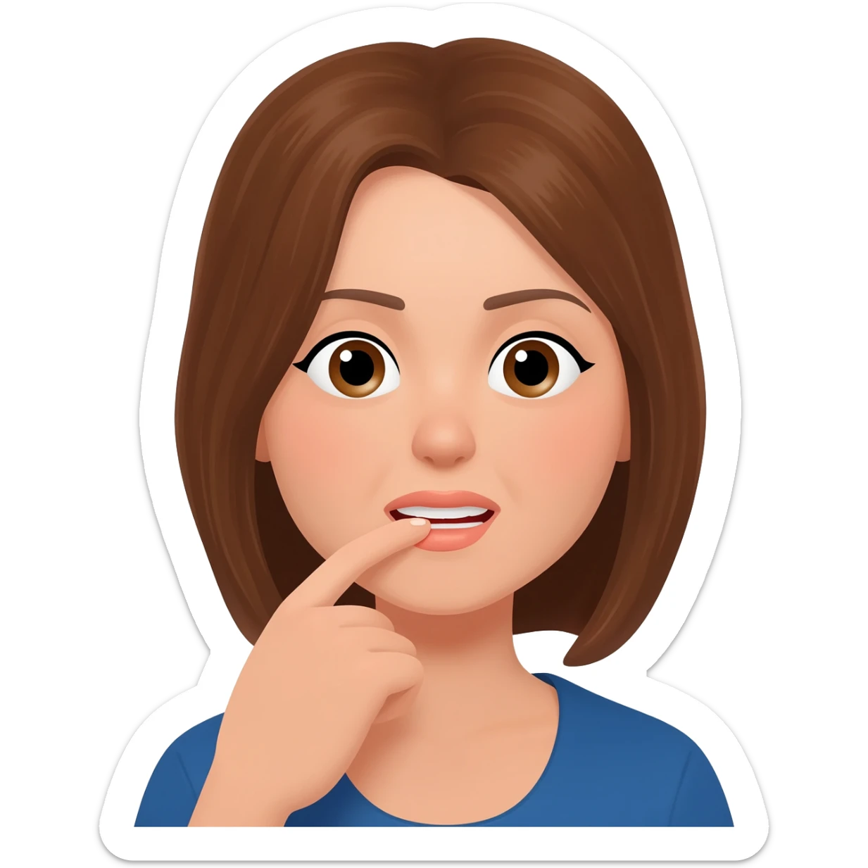 A woman biting her finger sticker
