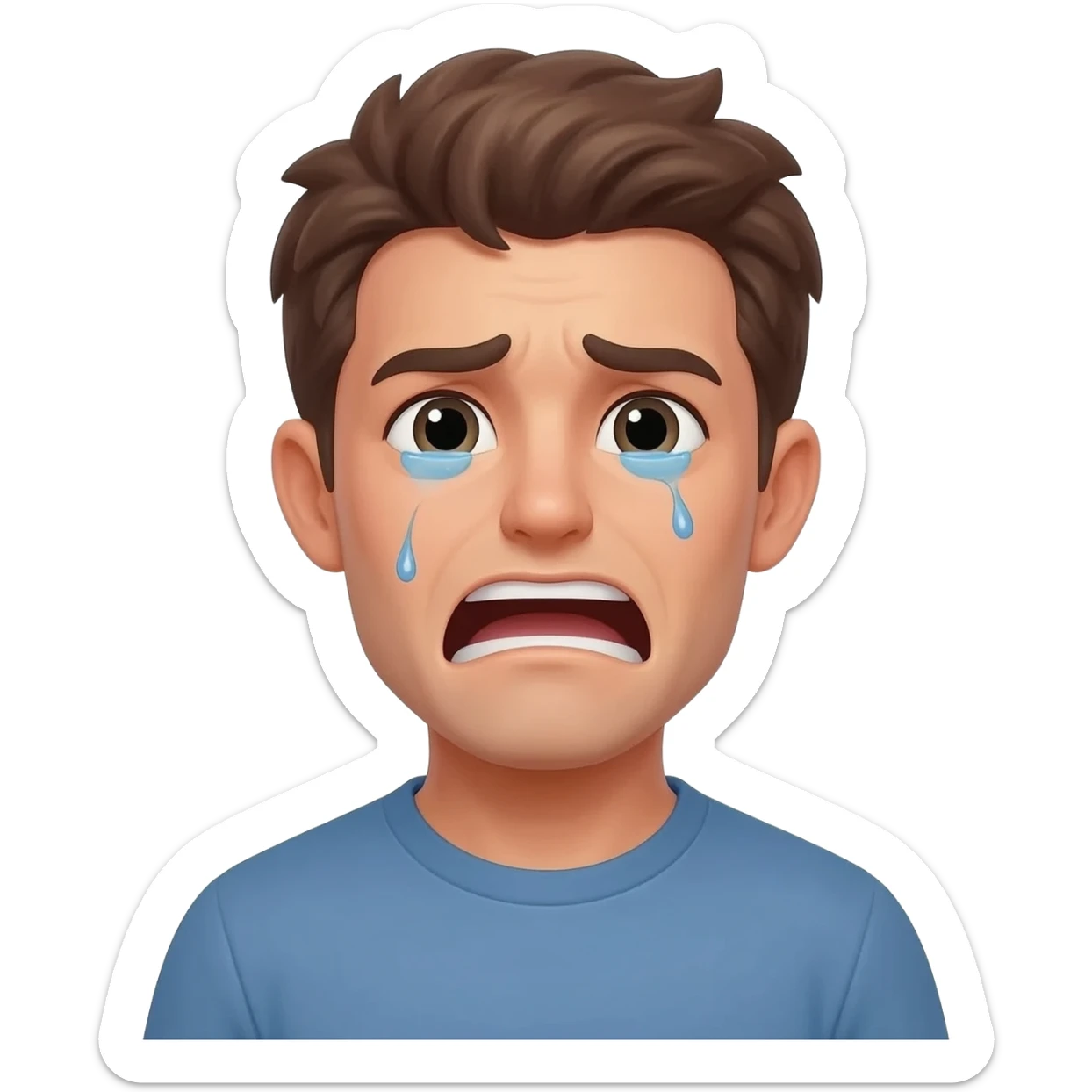 tired exhausted face that is still postive because no one else will save him sticker