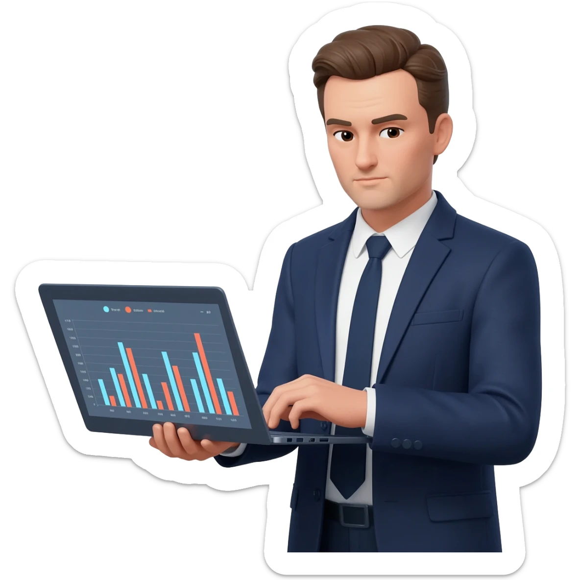Business analytics man holding a laptop emoji sticker