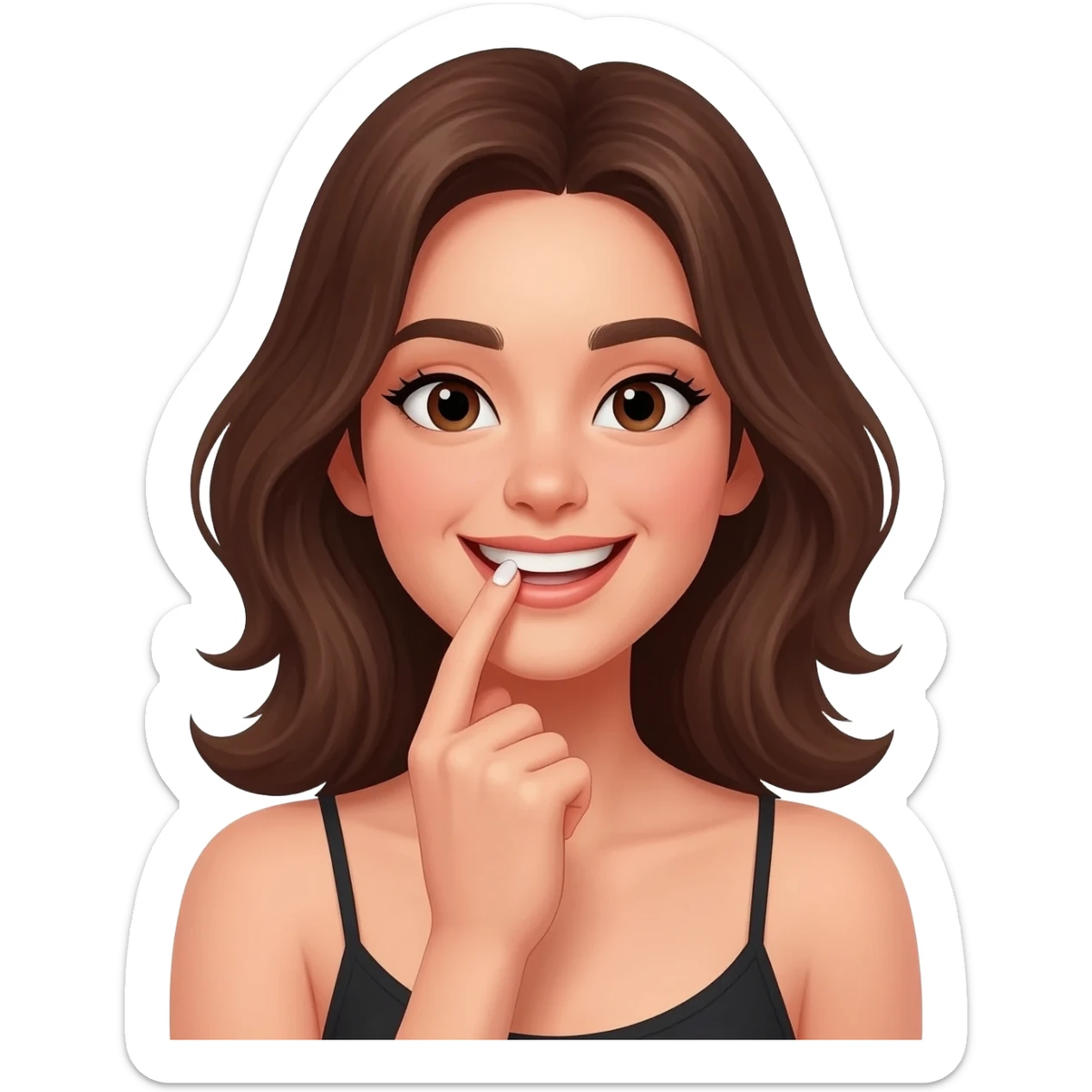 girl biting her index fingernail as if she’s flirting sticker