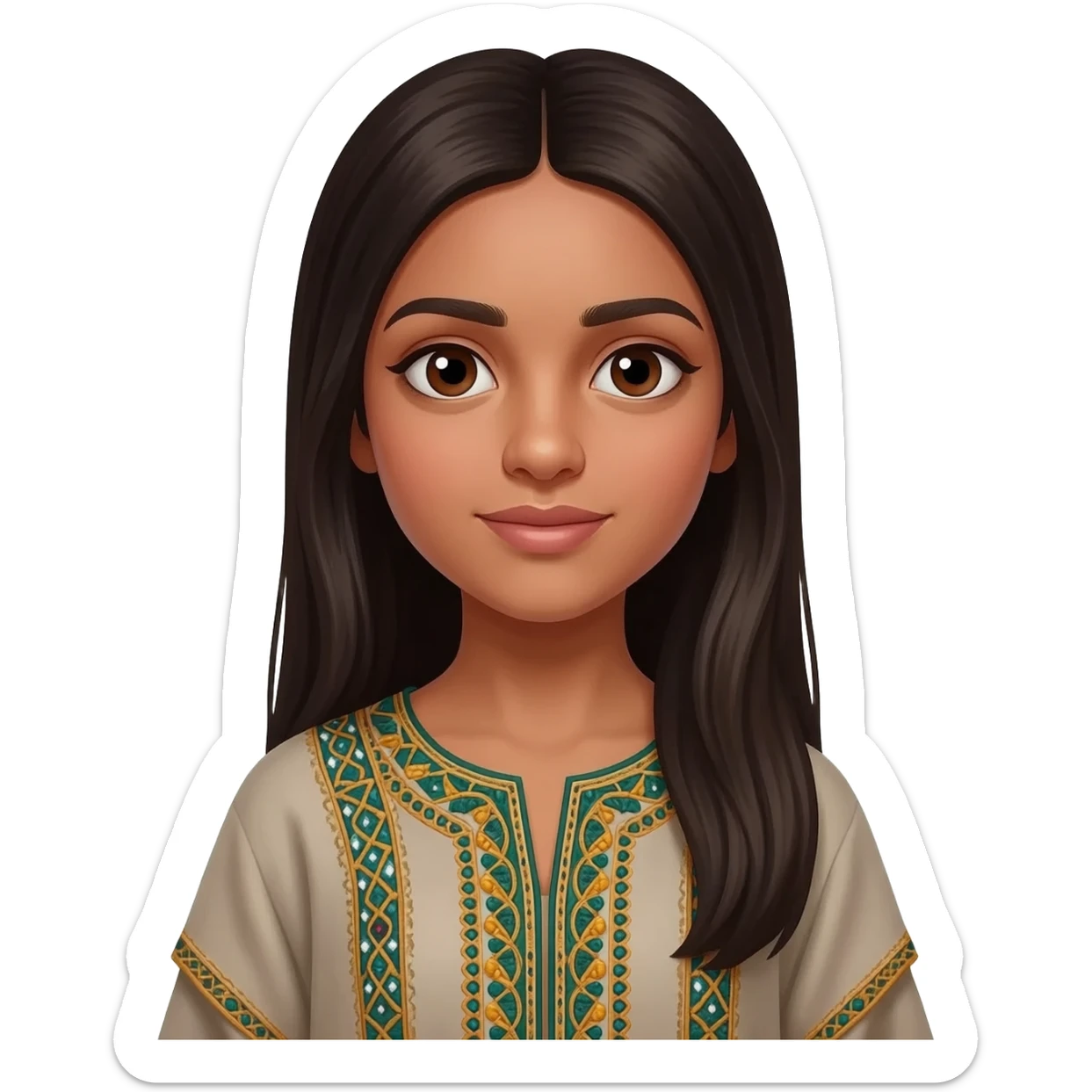 emoji métisse algérien fille cheveux long et lisses sticker