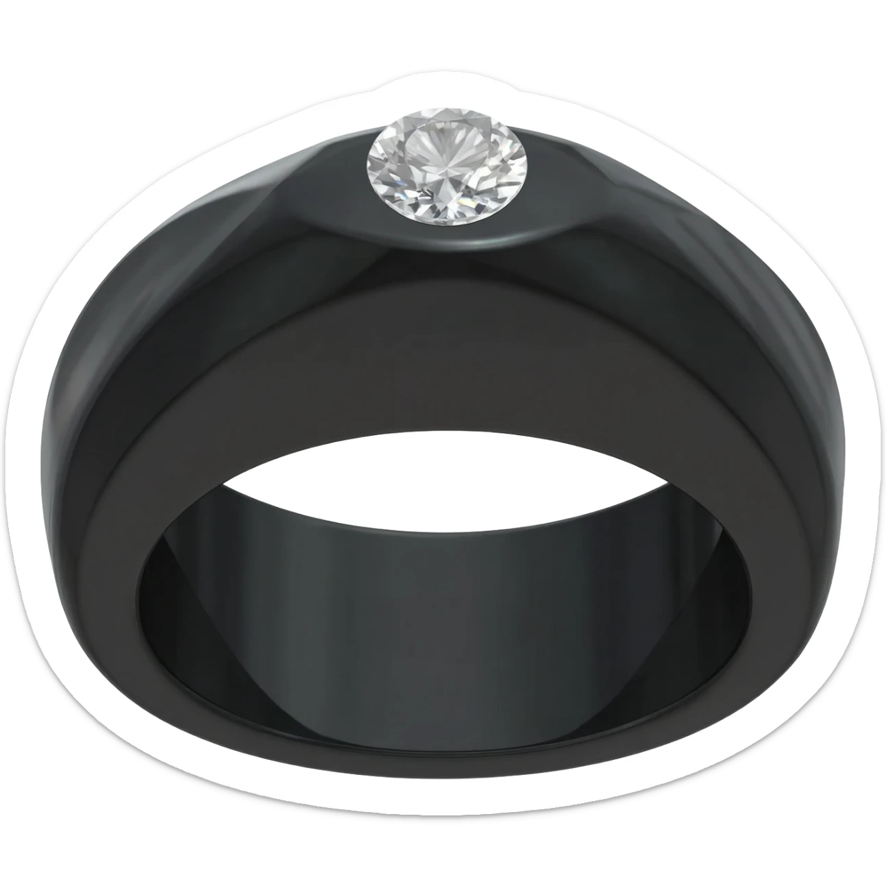 Obsidian ring, with a tiny silver stone that circles around it sticker