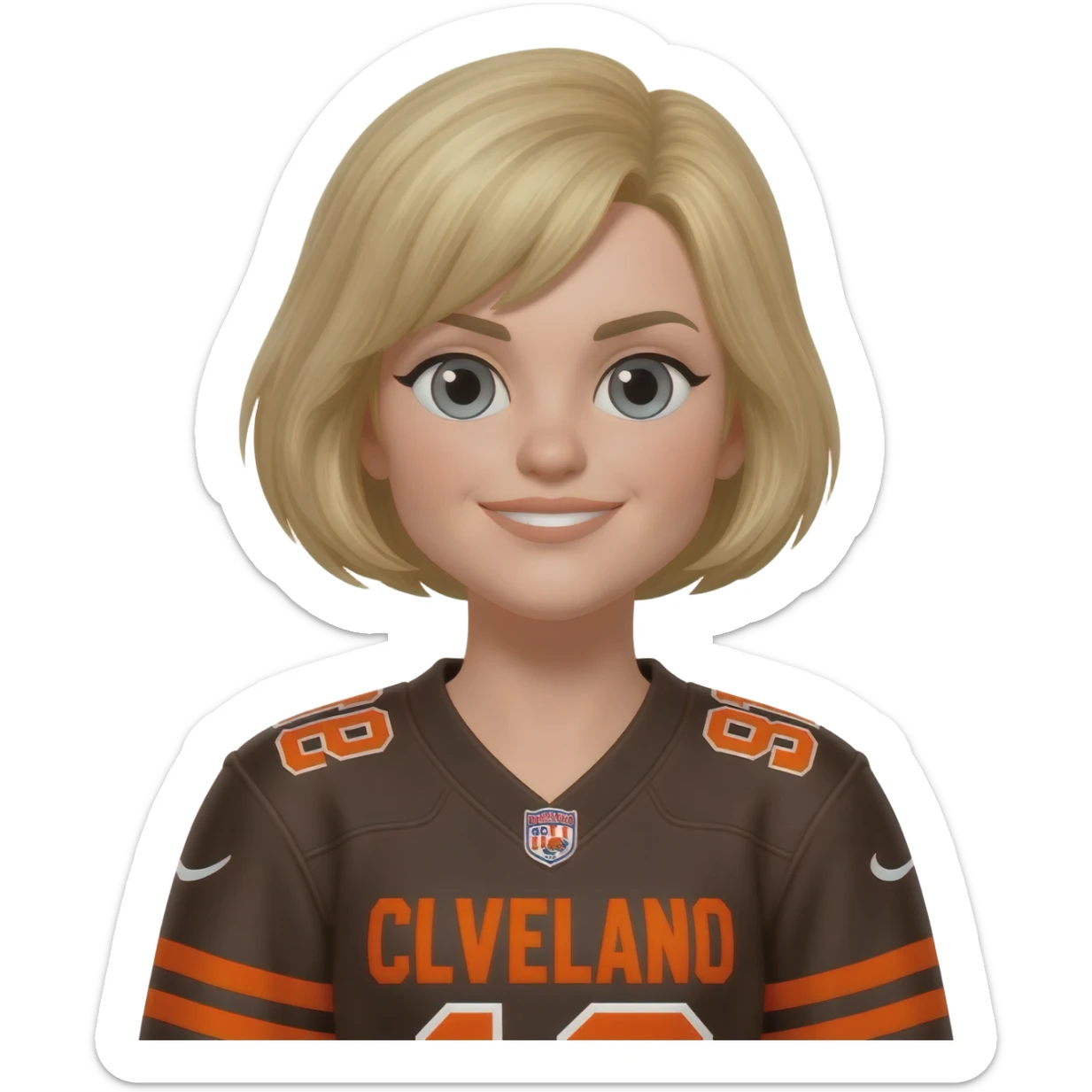 Female Browns fan with short blonde hair sticker