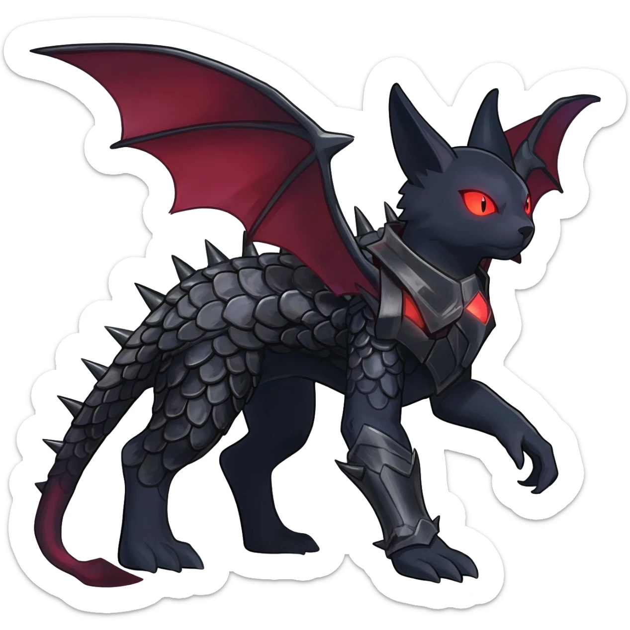  gothic edgy badass spiked scaley Bastet-Gatomon-Digimon-Fakémon-Pokémon-creature (full body) sticker