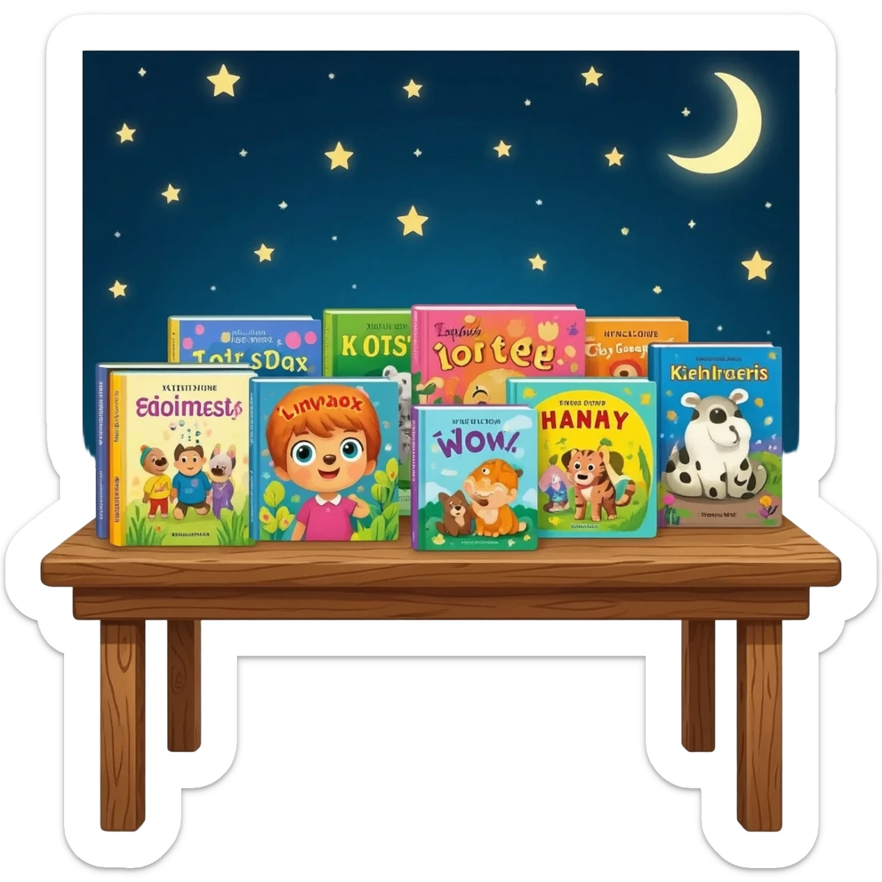 books storytime, night stars bäckground sticker