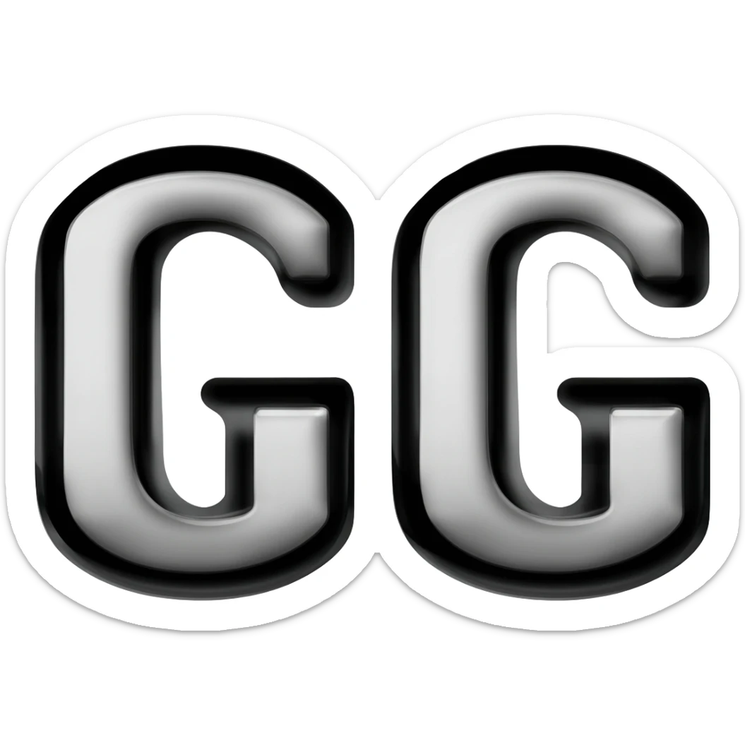 generate a black and white retro GG lettering sticker