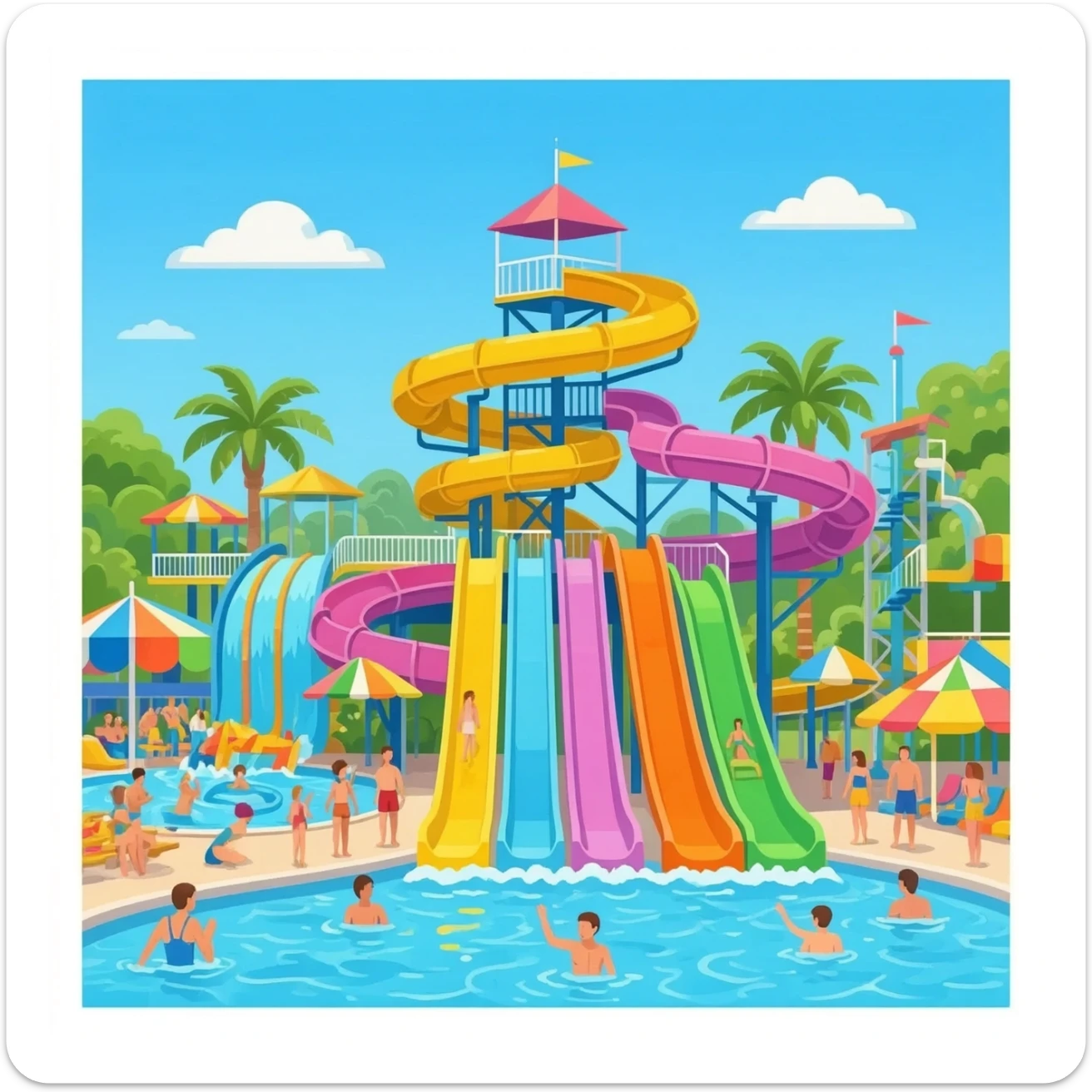 Water slide at the water park sticker