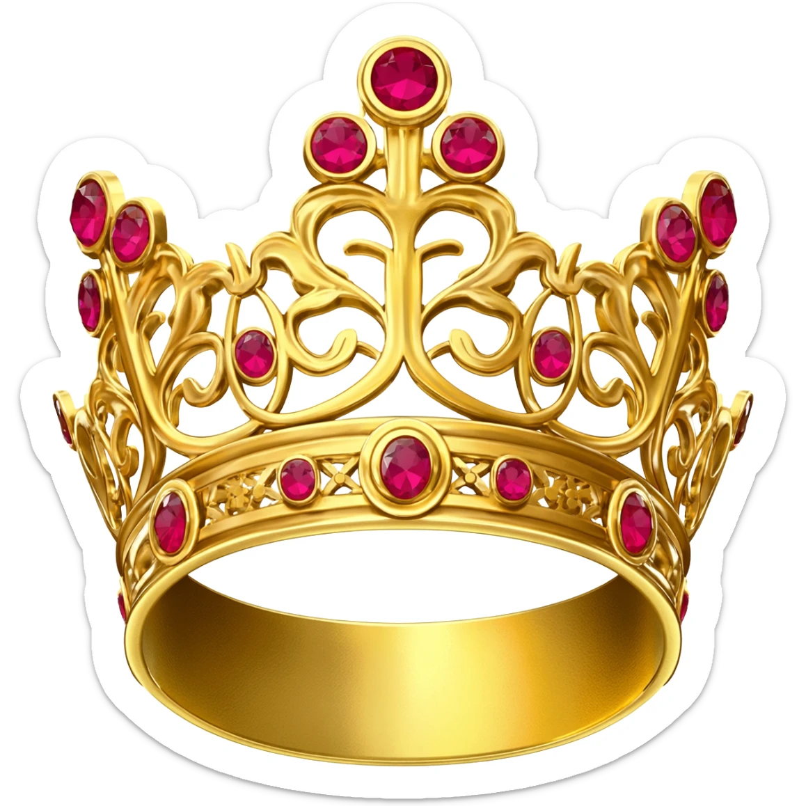 Gold crown with red gems in a circle brosch/crest sticker