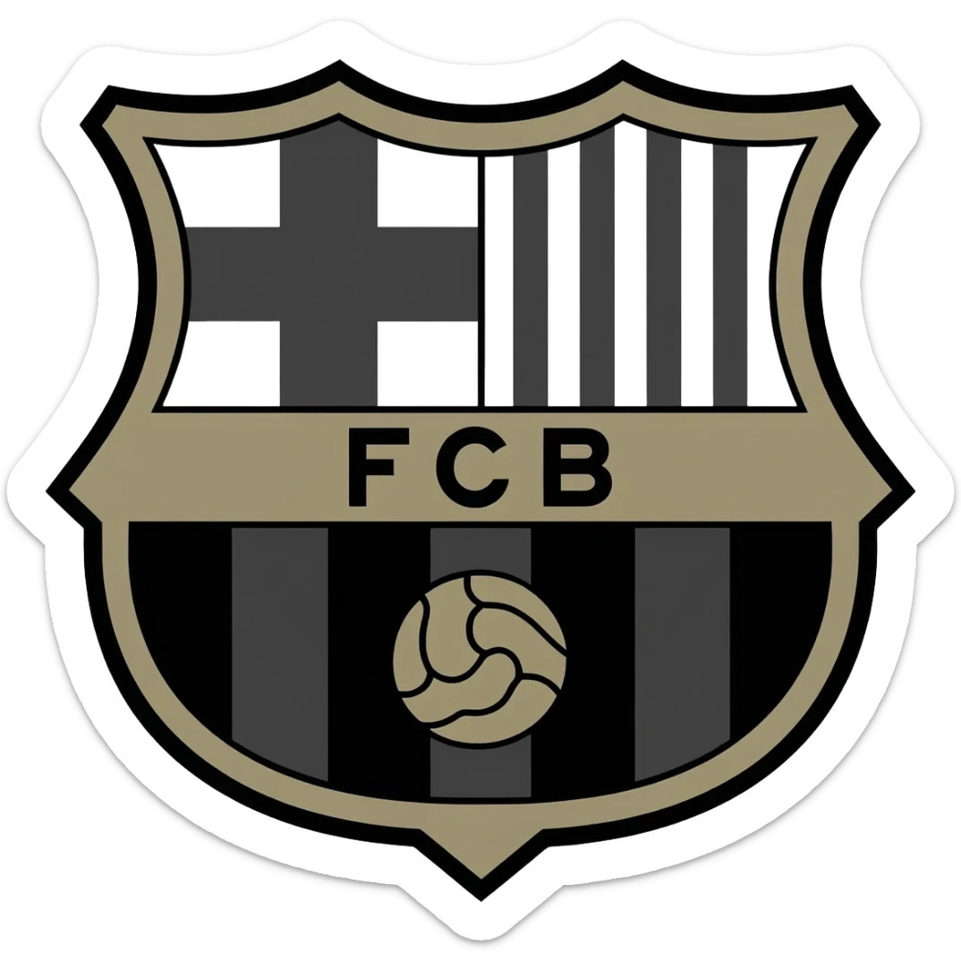 barcelona black and white logo with messi in colour and jersey sticker