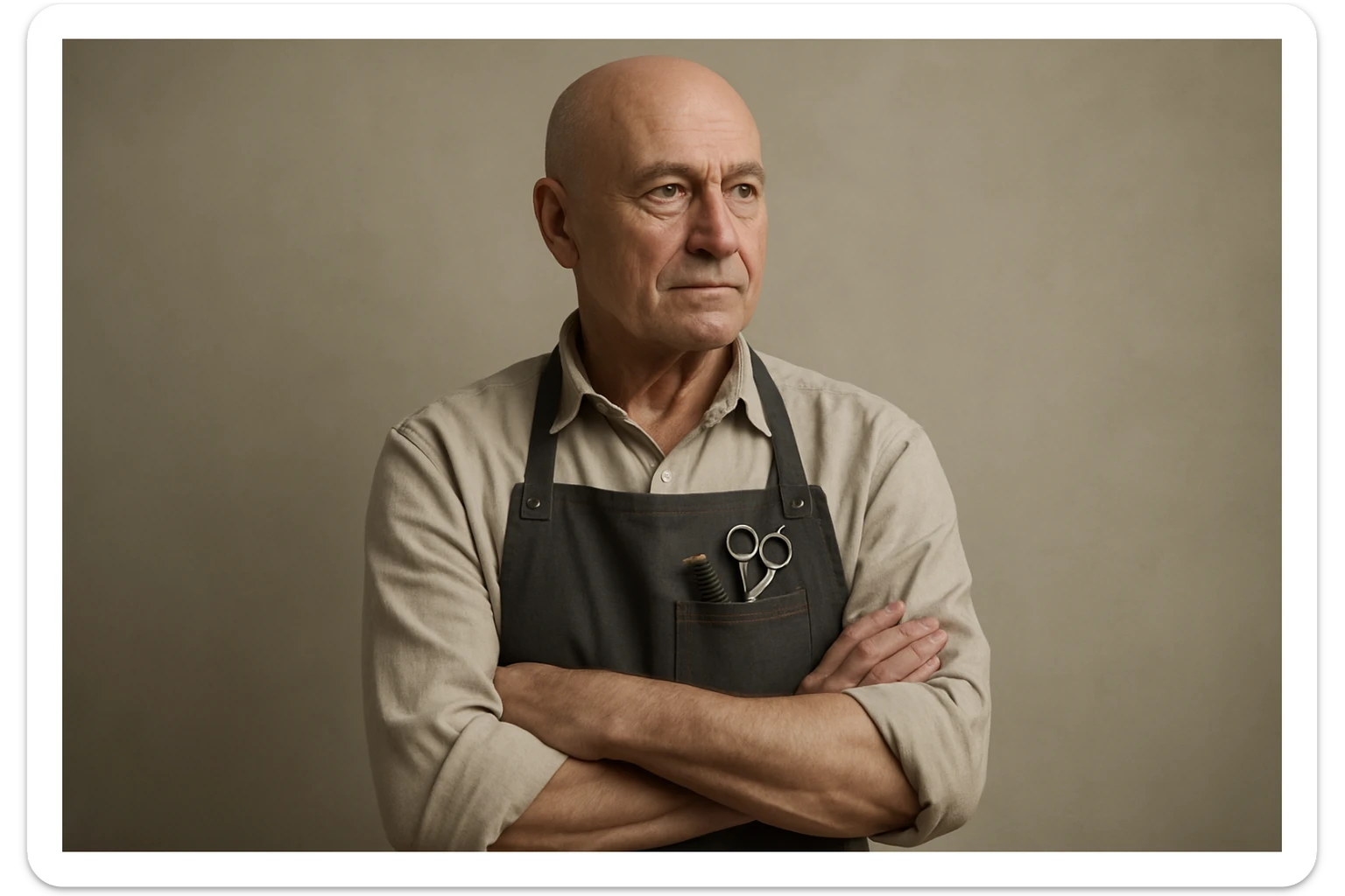 huddi shu odamni qariroq va soch soqolsiz tasvirlab ber o'zgartirib realistik qilib sticker