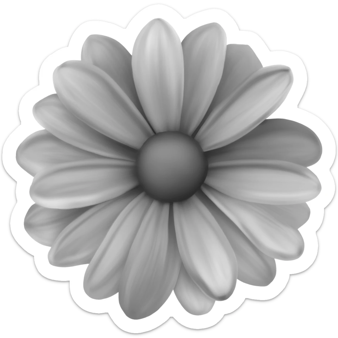 Realistic grey flower sticker