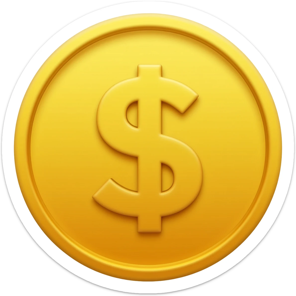 a golden coin with a cash symbol emoji style sticker