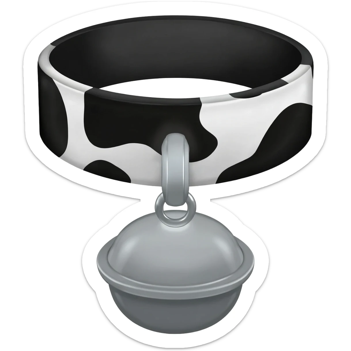 plain cowbell on a collar with cow black and white pattern sticker
