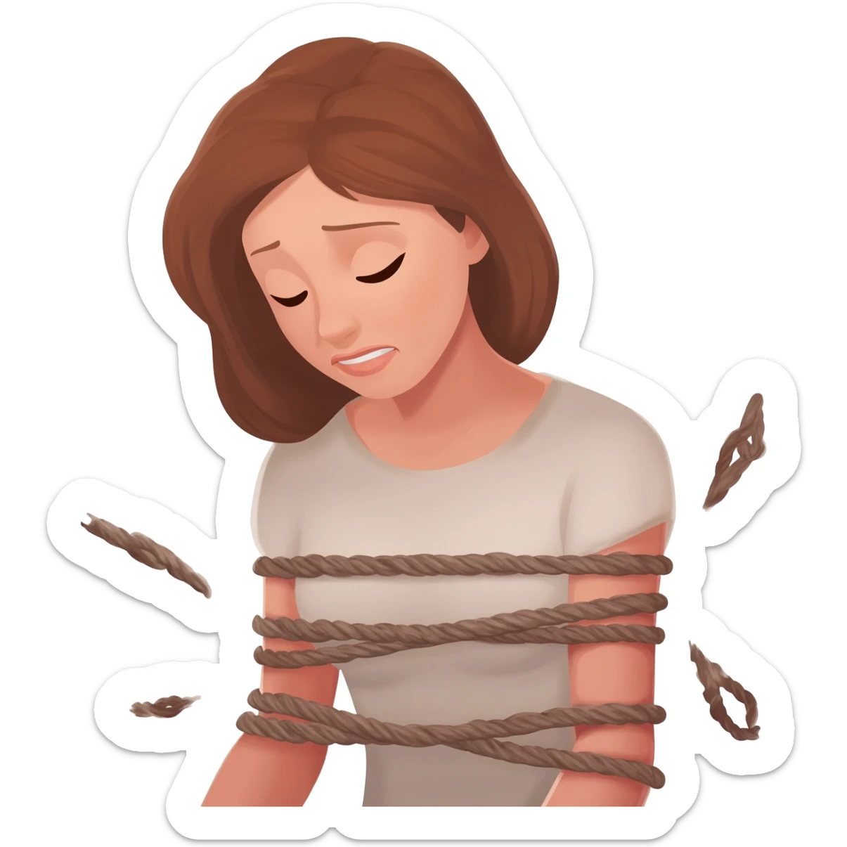 Strangling self emoji woman sticker