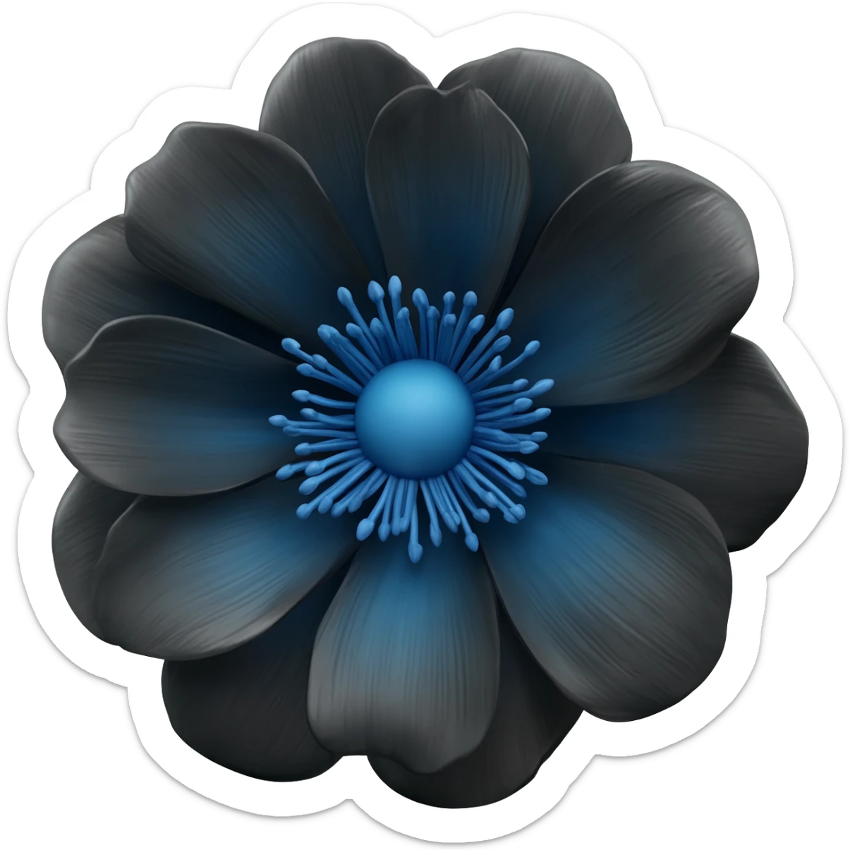 Black and blue flower real sticker