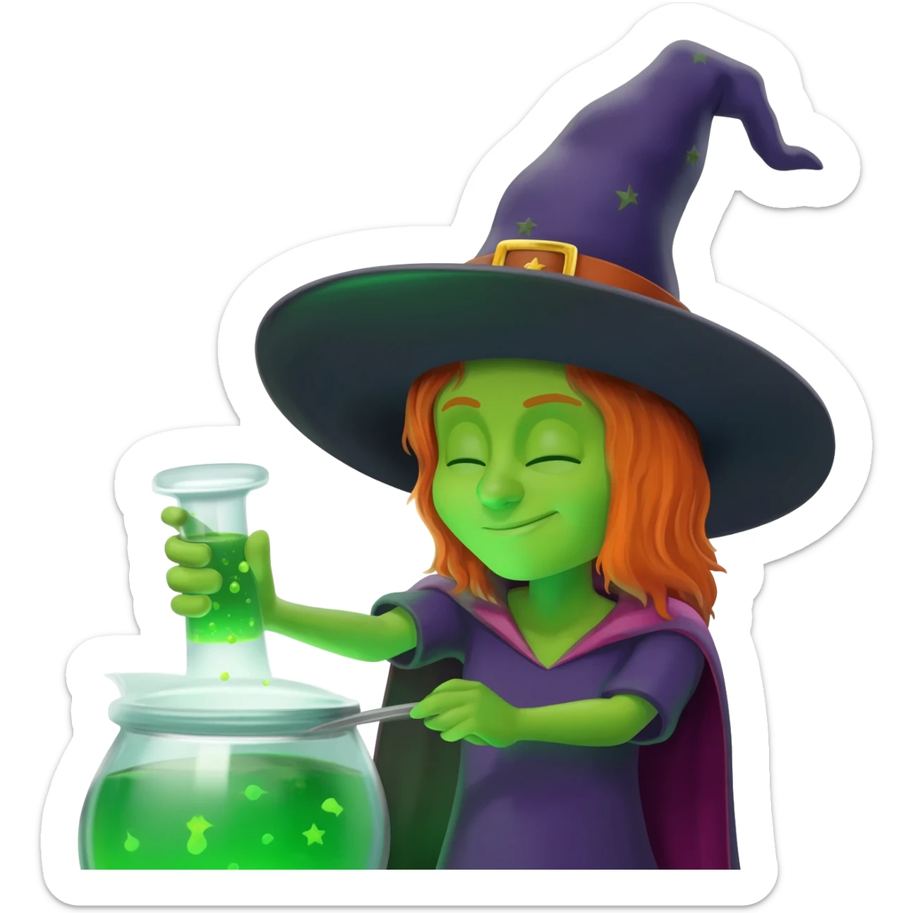 green witch cooking potion sticker