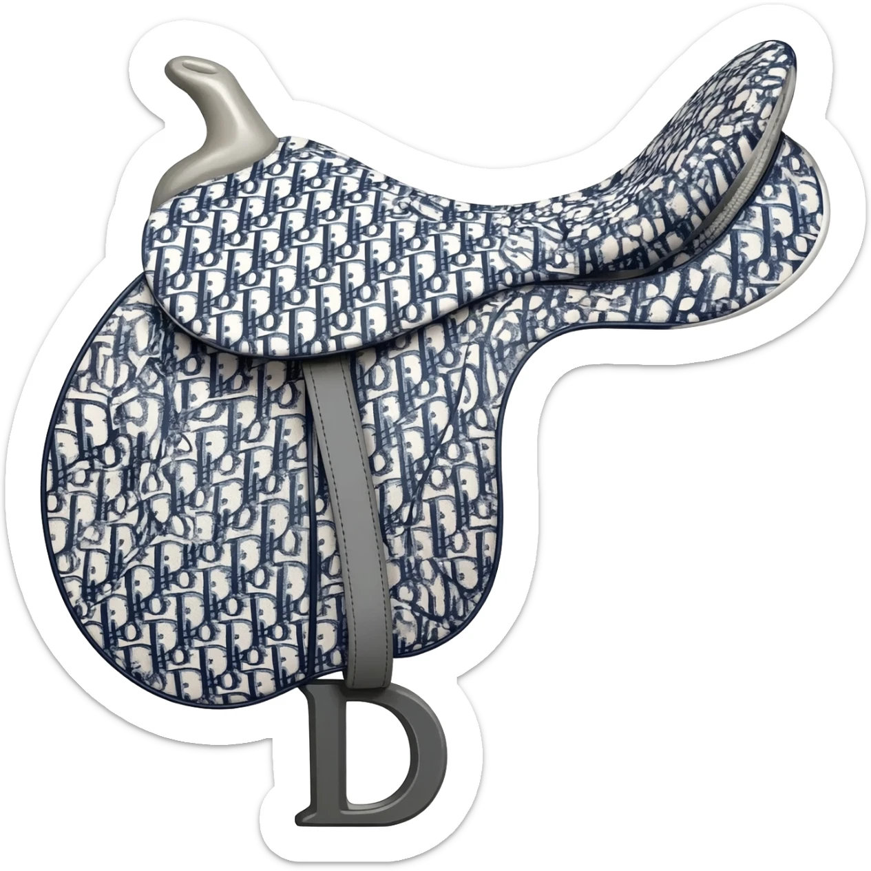 white dior printed saddle bag sticker