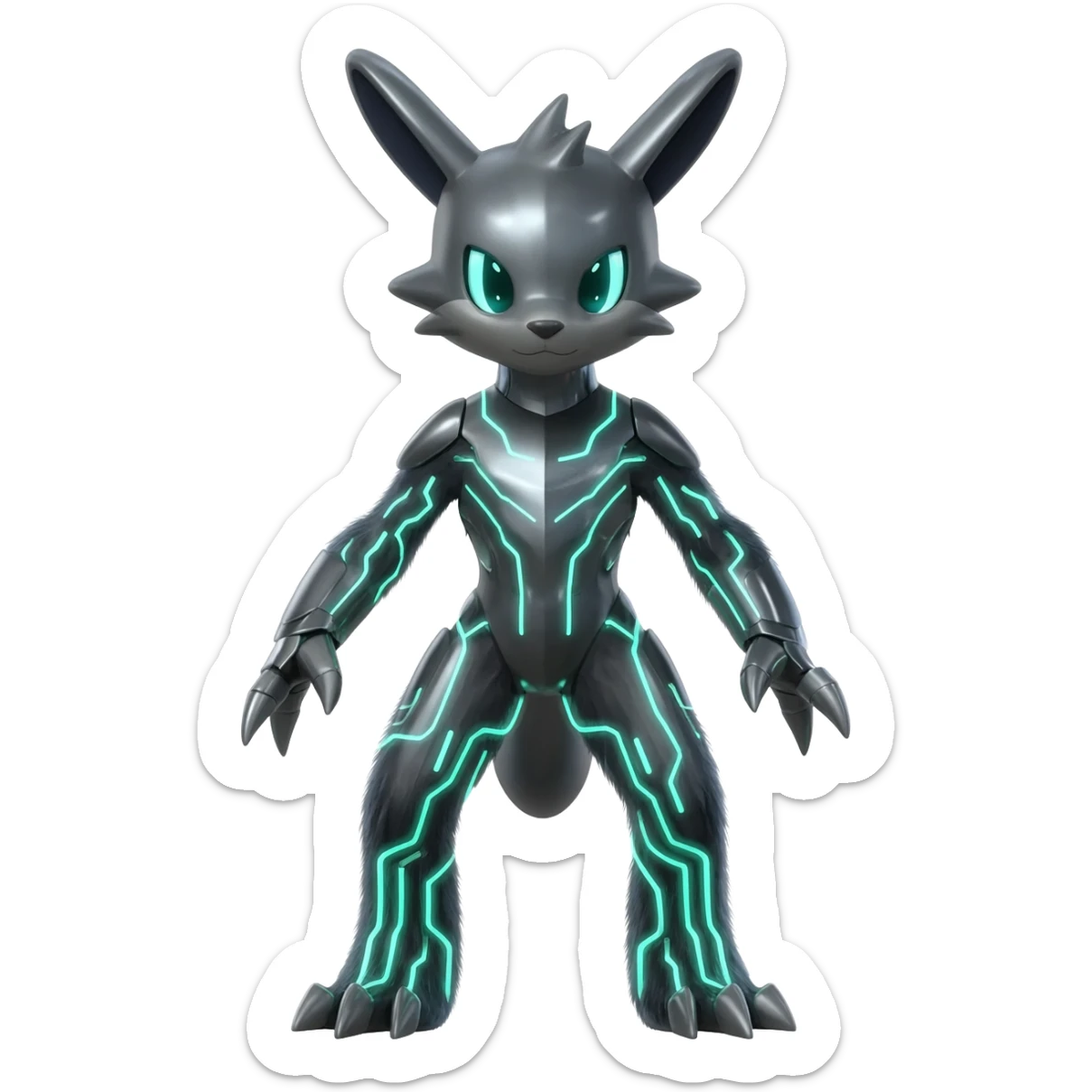 Modern Cyber Lombax-Fakémon-creature, full body sticker