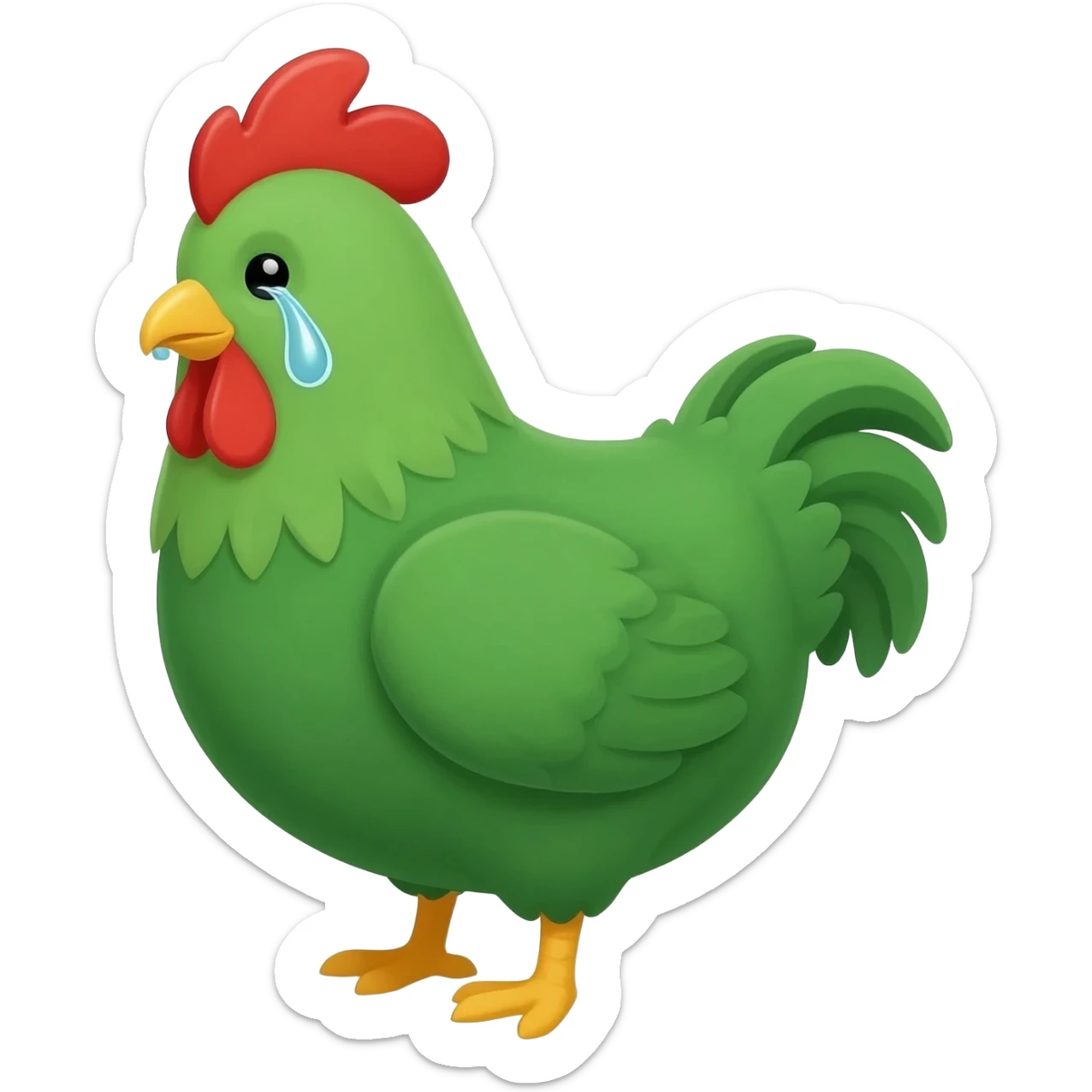 green chicken crying sticker