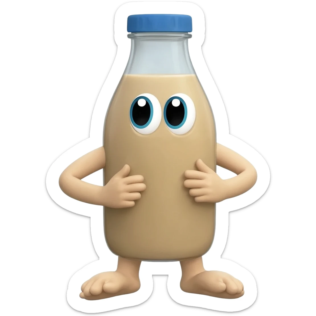 agua de horchata enbotellada con manos, piernas y ojos amigbale sticker