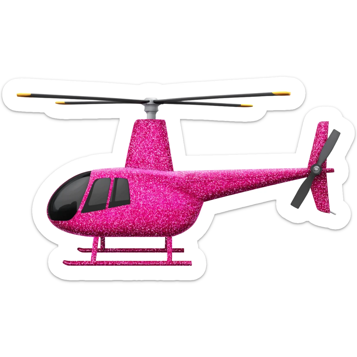 Pink helicopter withnglitter sticker