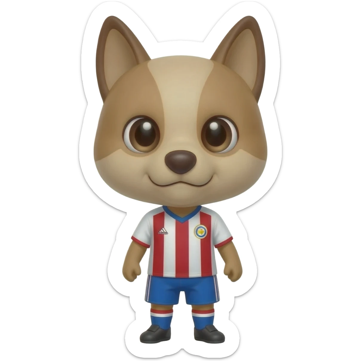 white and light brown shih zhu wearing a Paraguay soccer jersey v neck 2026 work cup sticker