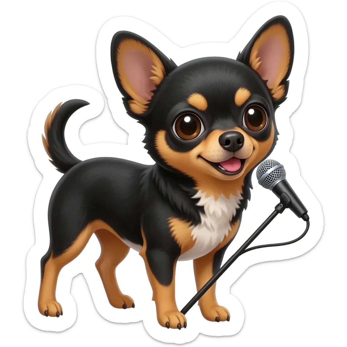 Chihuahua  noir marron poil courut une petite chanteuse sticker